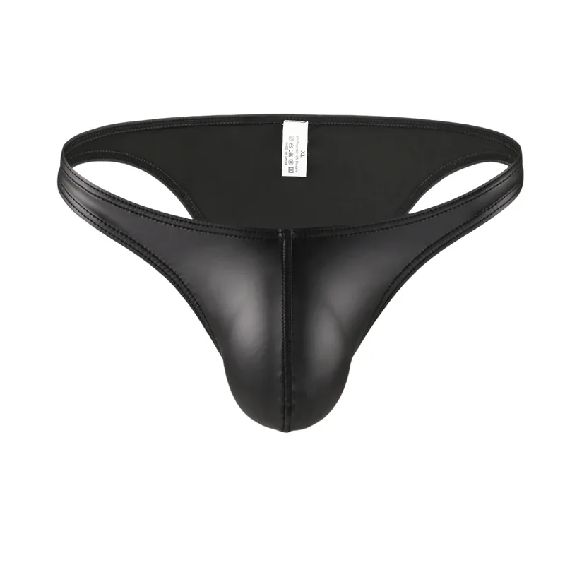 Men's Faux Leather Bikini Briefs Underpants U Pouch Sexy Slips for Men High Quality Lingerie Cuecas Calzoncillos Male Panties — image 3