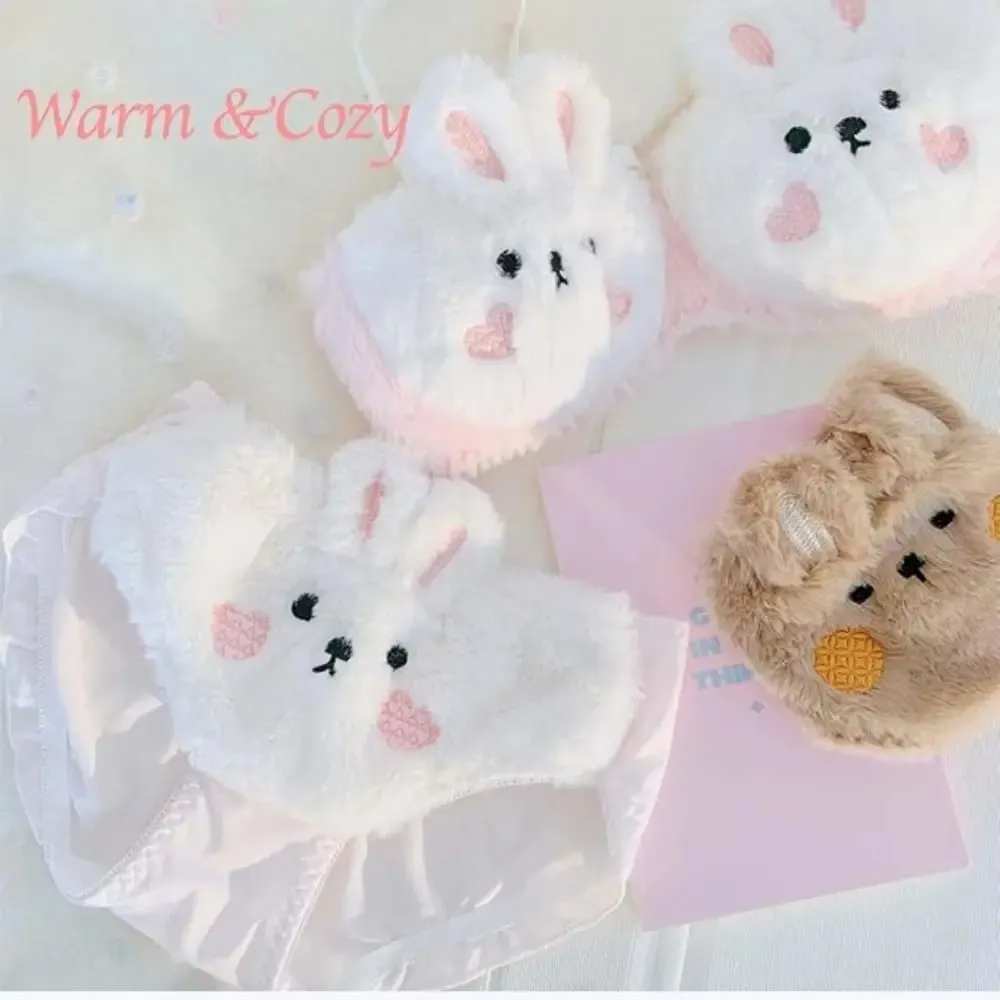 New Design Gathered Padded Bra and Panty Set Warm Polyester Anime Cozy Warm Lingerie Cotton Adorable Fuzzy Lingerie — image 5