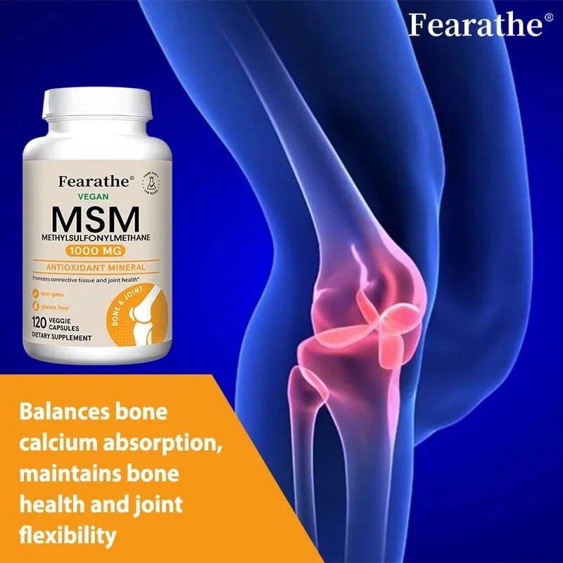 Fearathe méthylsulfonylméthane (MSM) 1000 Mg antioxydant favorise la santé des articulations absorption équilibrée du calcium sans OGM sans gluten — image 2