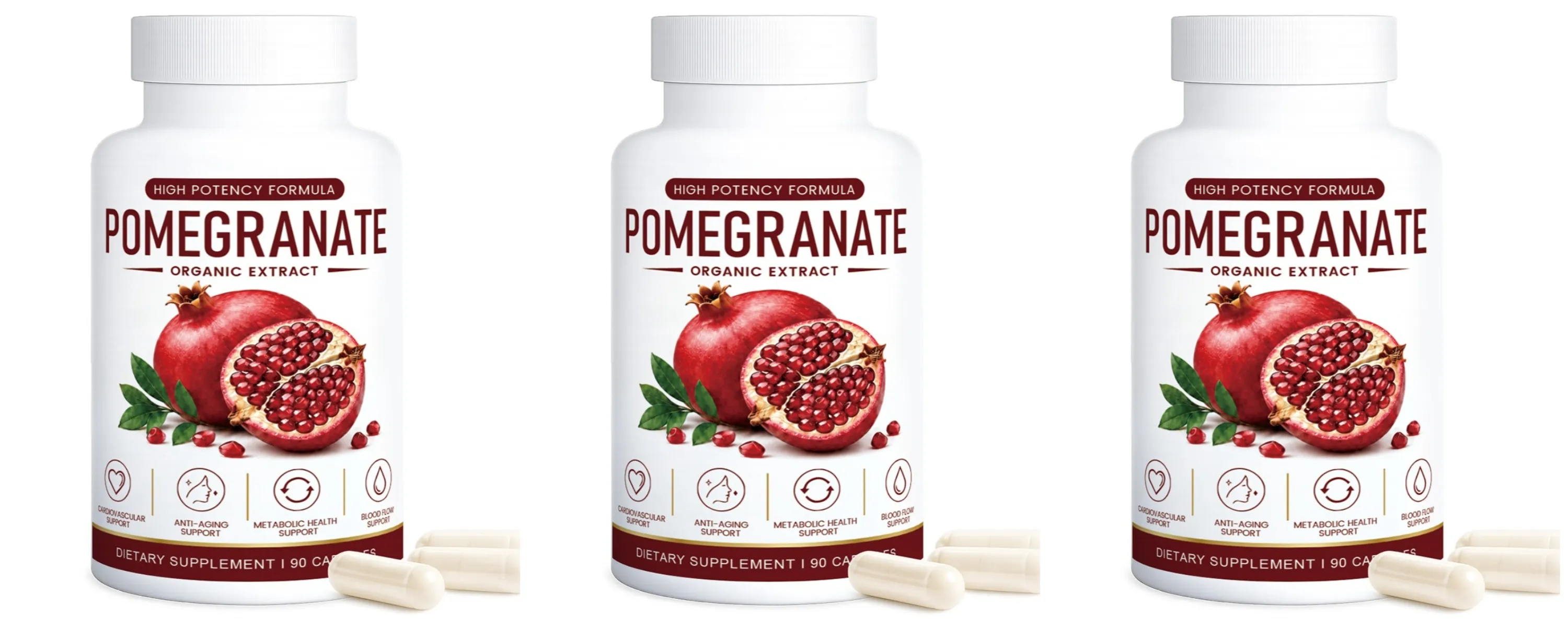 Pomegranate Extract Capsules with Grape Seed Green Tea Hawthorn Beetroot Vitamins C & E Daily Antioxidant Support 90 Count — image 9