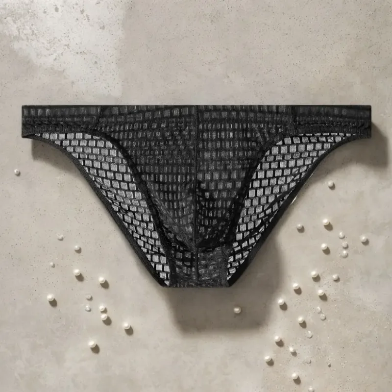 Breathable Low Waist Men's Briefs Transparent Ultra-thin Ice Silk Underwear Lingerie Mesh Panties Male Comfort Fit — image 9