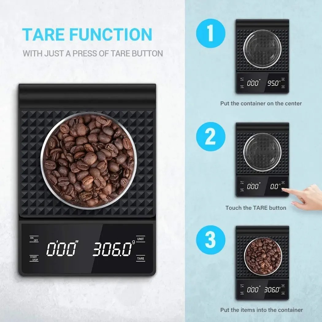 3kg/0.1g Precision Kitchen Scale with Timer-Digital Food Scale for Baking Cooking&Coffee Brewing (LCD Display Home Chef Tool) — image 9