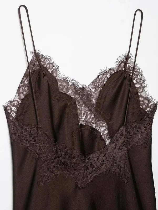 Elegant Asymmetrical Lace Lace Patchwork Top Sleeveless Backless Camisole Tops V Neck Sexy Lace Women tank top Summer Wear