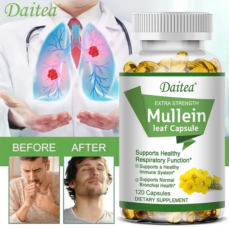 Mullein Extract Capsules Suitable For Lung & Bronchial Cleanse for Smokers - Respiratory Health Support Gut Health — image 2
