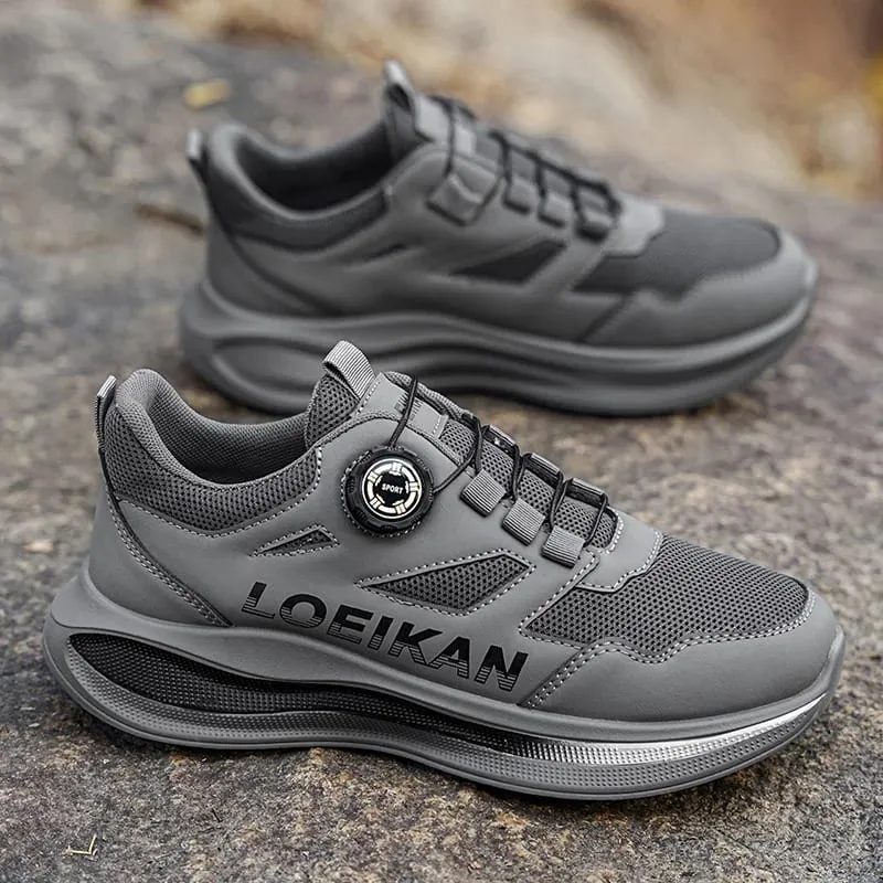 Men Rotary Buckle Running Sneakers Breathable Mesh Lightweight Cushion Sole Non Slip Daily Walking Shoes 2 Colors — image 6