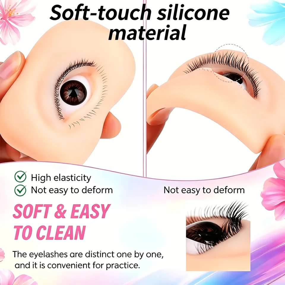3 Layers Lashes Reusable Mannequin Eyes Eyelash Extension Eyes Model Doll Face Head Training Simulated Silicone Eye Makeup Tools — image 2