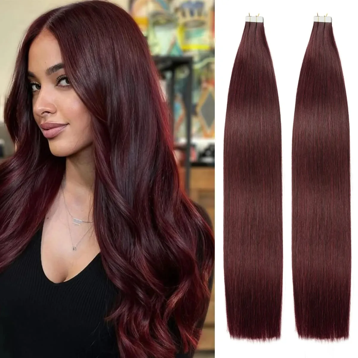 #30 Medium Auburn 40pc 100g Seamless Remy Tape in Human Hair Extensions Natural Straight PU Skin Weft Real Virgin Human Hair