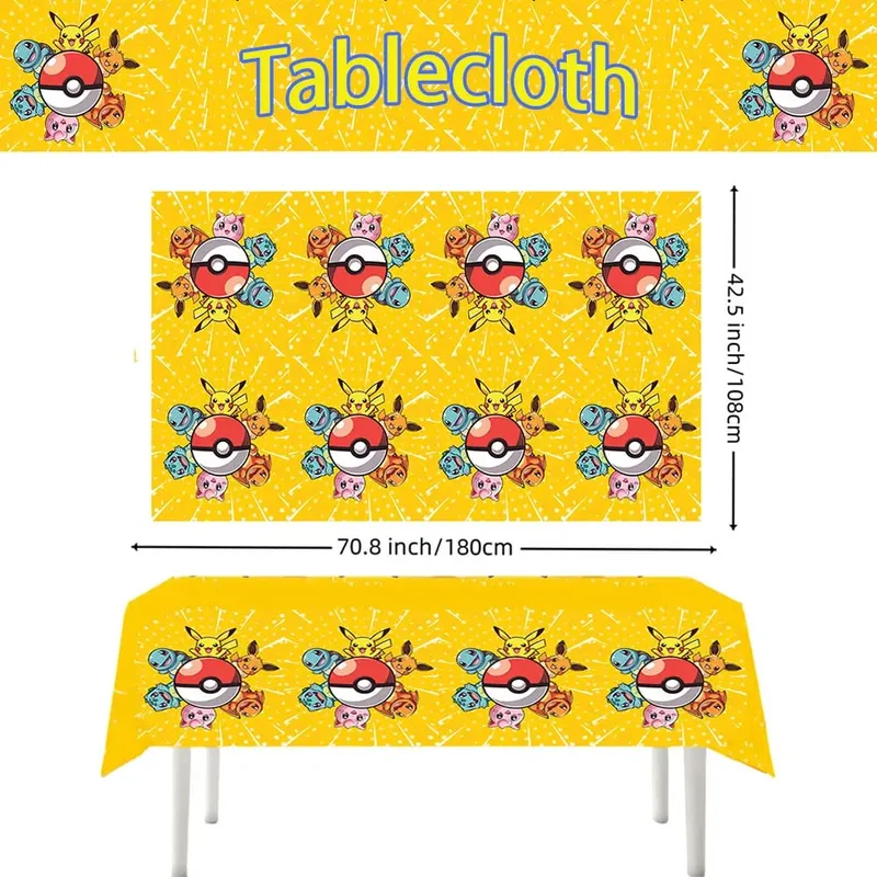 Nappe Pokemon jetable, décoration d'anniversaire, couverture de table Pikachu, cadeaux d'anniversaire pour enfants, fournitures de réception-cadeau pour bébé, 1/10 pièces — image 4