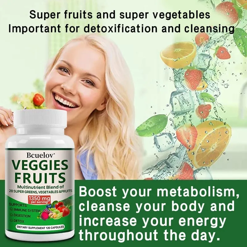 1350mg Fruit and Vegetable Supplement - 28 Complex Nutrients - Boosts Digestion Detoxification and Immune Support — image 6