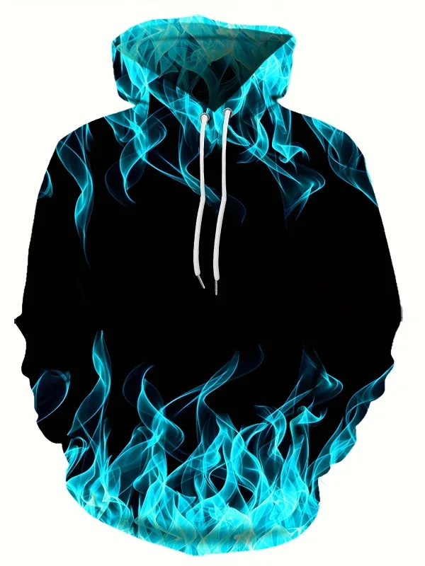 2024 Creative Flame 3D Print Hoodie Cool Hoodies Mens Spring Autumn Pullover Hooded Sweatshirt Oversized Harajuku Y2k Clothes — image 2