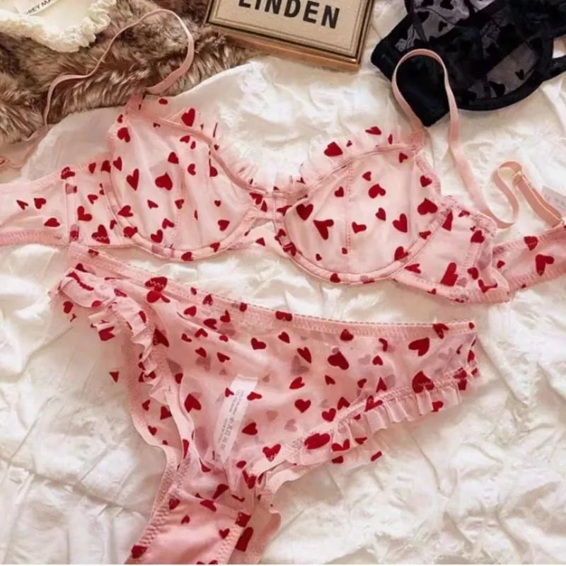 Sexy Wireless Bralette Set French Design Support for Large Chest Minimizer Lace Underwear Women Prevents Sagging Bra & Panties — image 1