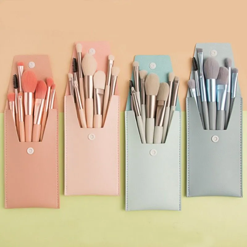Mini Makeup Brushes Set Soft Synthetic Bristle Portable Cosmetic Brush Kit with Storage Pouch for Blush Eyeshadow Face Makeup — image 1
