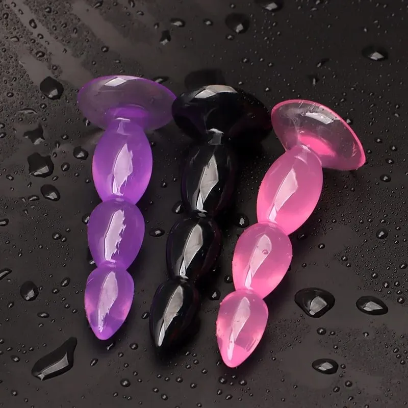 1PC Butt Plug Dildo Butt Prostate Massage Unisex Sexy Stopper TPE Anal Plugs Beads Adult Sex Toy for Men Women Adult Games — image 3