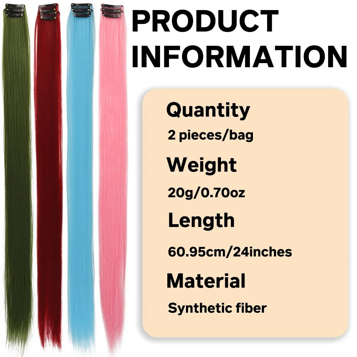2PCS synthetic color hair extension piece wig women's highlighting clip hair heat-resistant wig piece long straight hair — image 3