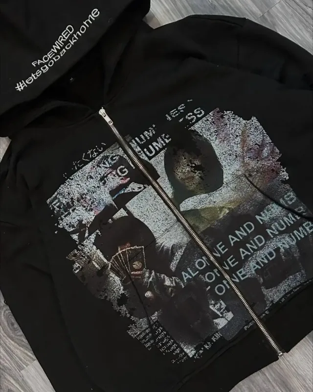 Harajuku Casual Letter Zip Oversized Hoodie Grunge Streetwear Gothic Sweatshirt Hoodies Women Tops Men Clothing Goth Y2k Clothes — image 3
