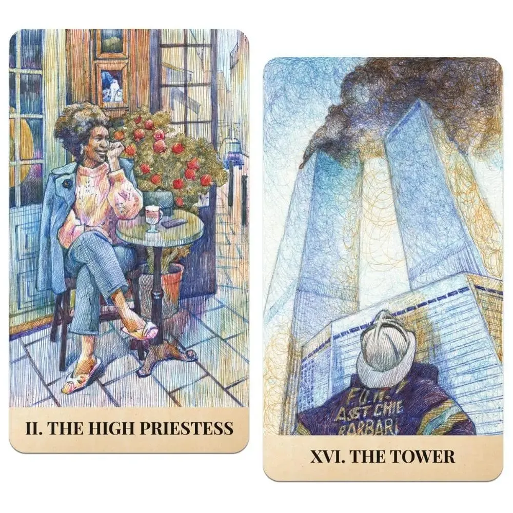 12*7cm City Labyrinth Tarot 78 Cards Tarot Deck | Indy Tarot Pen-drawn about Life In New York In The Early 2000s — image 4