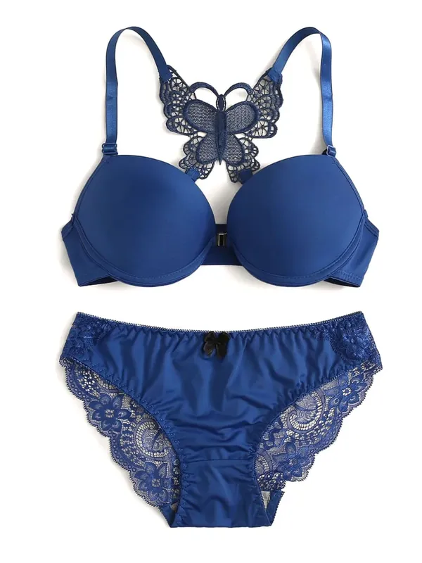 Sexy Red 2 Piece Lingerie Set Front Button Push Up Bra Beautiful Butterfly Back Fashion Women Underwear A2120 — image 10