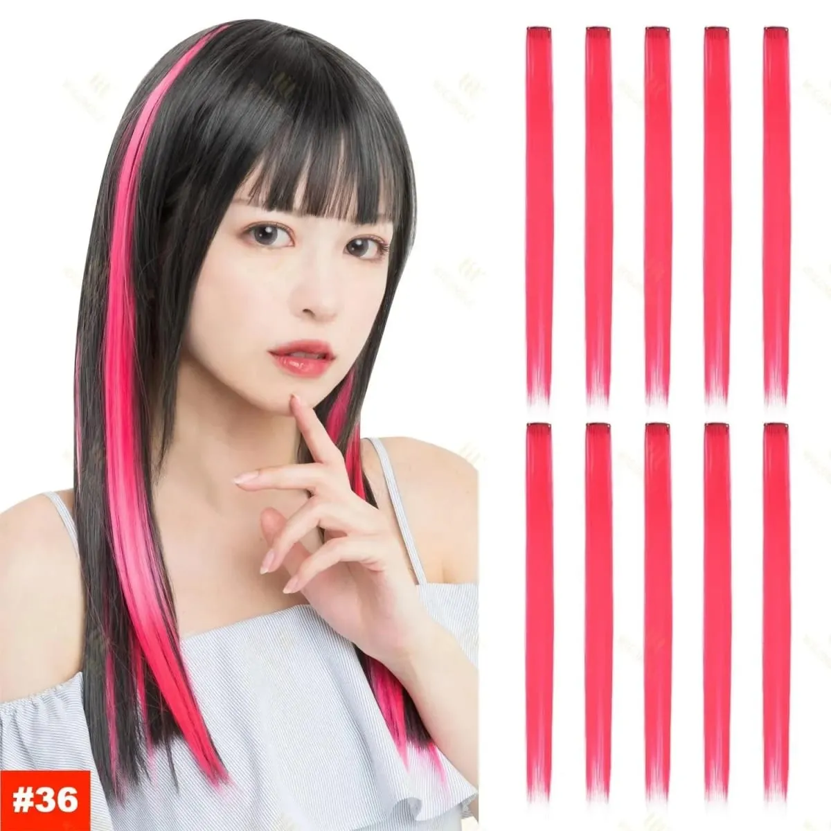 1 5 11 Pcs/lot Clip in Hair Extensions Multi-Colors Highlights Synthetic Hair 22 inch Rainbow Hairpieces for Girls Women 2030 — image 19