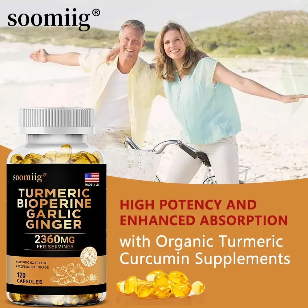 Turmeric Ginger Supplement with Garlic Curcumin Black Pepper Support Joint Health Promote Digestion and Boost Immune Health — image 5