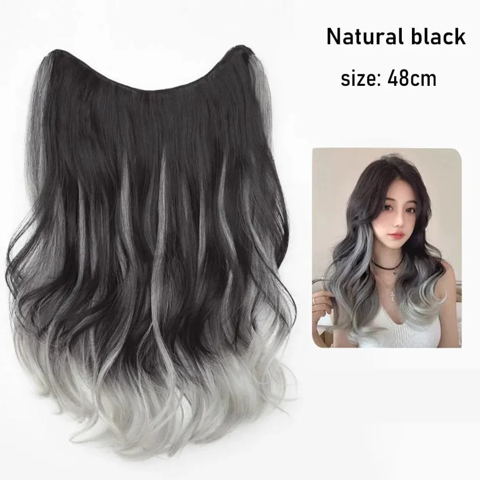 Synthetische 5 Clip 50 cm farbige Haarverlängerungen, Wasserwellen-Perücke, rosa Perücke, graue Perücke, Clip-on-Haarverlängerungen, Weihnachten — image 15