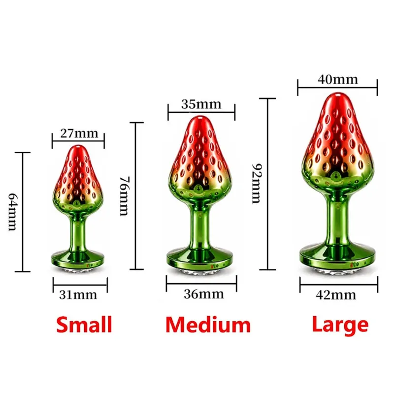 Strawberry Metal Anal Beads Butt Plug Set Small Medium Large Wearable Anal Plug Jewelry Anal Sex Toy For Man Woman — image 14