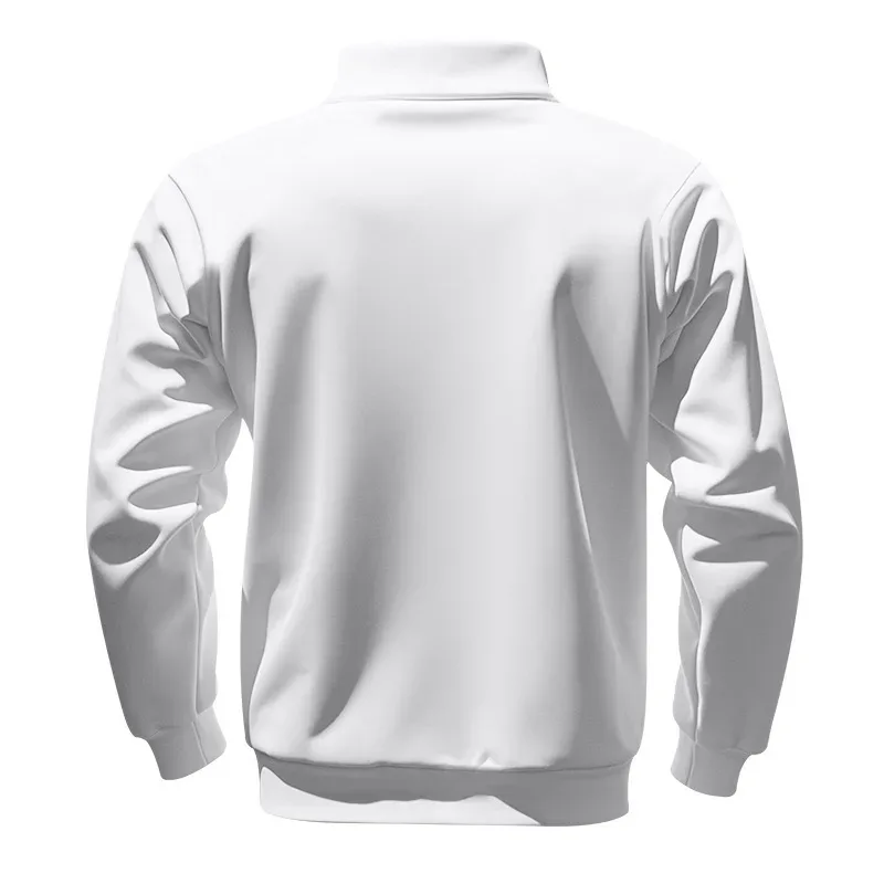 American autumn and winter heavy fleece long-sleeved men's sweater half zipper loose stand-up collar pullover men's sweater — image 3