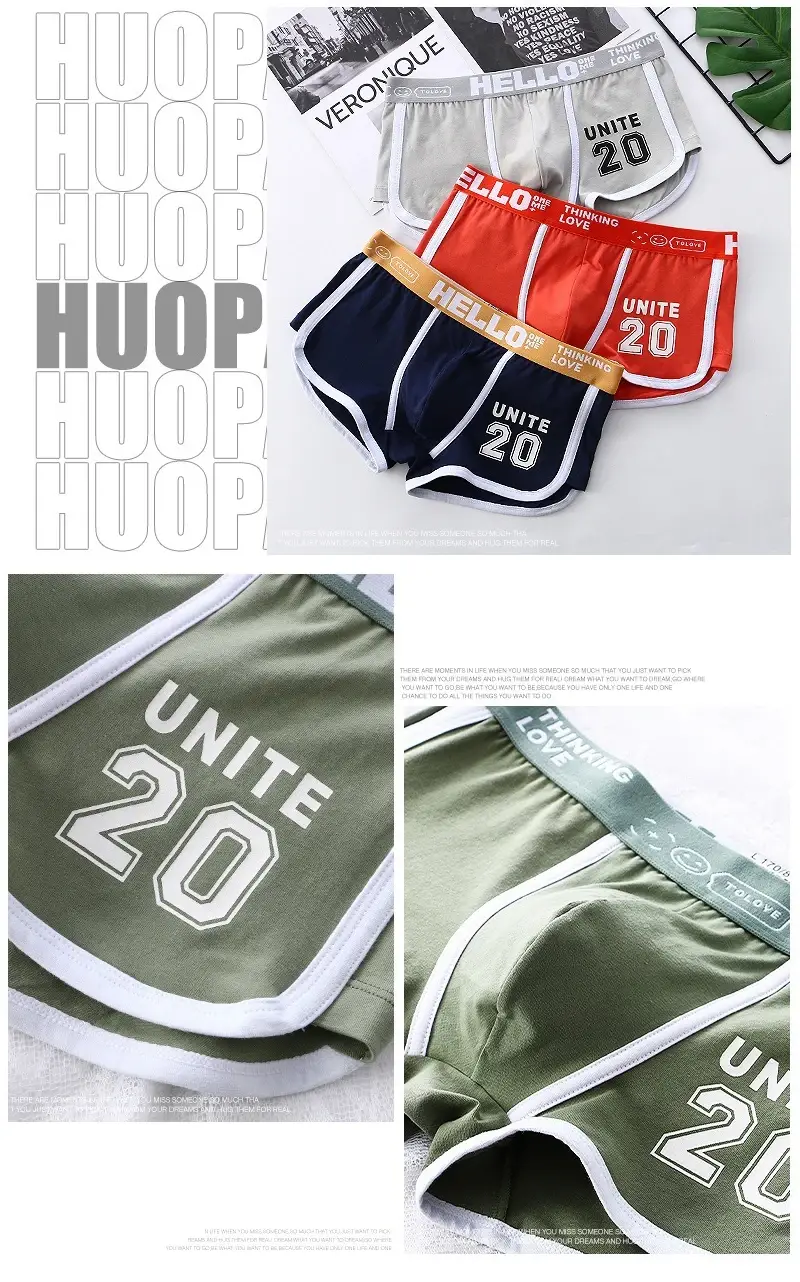 1/3pc Men Underwear Sports Boxer Shorts Cotton Oversized Solid Color Youth Fashion Sports Men's panties Comfortable Breathable — image 10