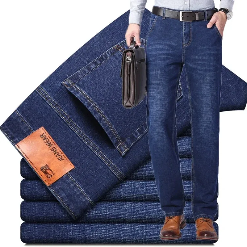 2026 New Men's Stretch Regular Fit Jeans Business Casual Classic Style Fashion Denim Trousers Male Black Blue Gray Pants — image 12