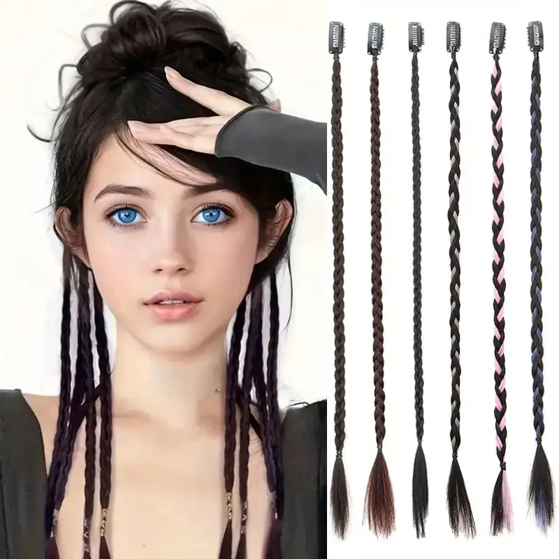 4pcs 20"Long Synthetic Clip-In Box Braid Hairpiece Extension Boho Hairstyle High-Temperature Fiber Daily Costume Party K-POP — image 2