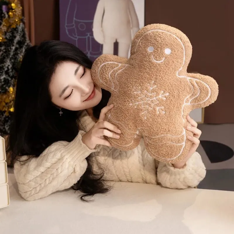 36CM Christmas Gingerbread Man Snowflake House Plush Pillow Toys Biscuit Peluche Stuffed Cookie Soft Doll Room Decoration Gifts — image 5