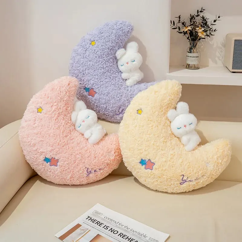 45cm Kawaii Pillow Rabbit Cartoon Star Moon Pillow Cushion Creative Happiness Soft Family Plush Toy Sofa Home Decor Plush Pillow — image 6