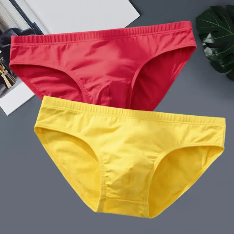 Cotton Briefs Adult Man Briefs Stretchy Breathable Solid Color Male Underwear Low Waist Cotton Underpants Plus Size Men Cotto