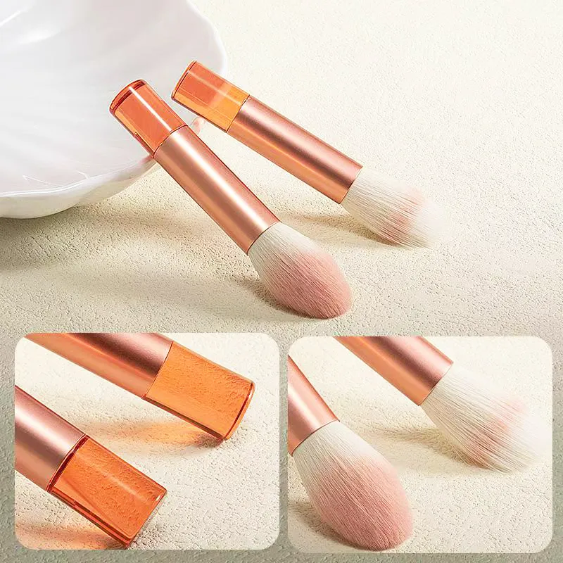 8 pieces of orange mini portable travel makeup brushes - powder brushes eyeshadow brushes and highlighter brushes — image 3