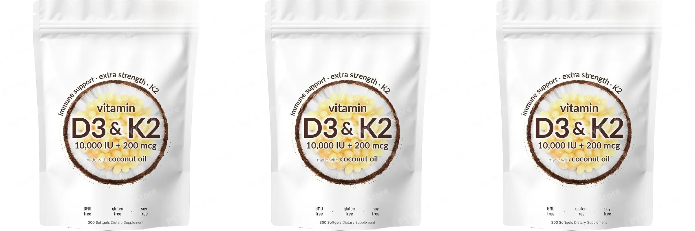 Vitamin D3 & K2 Supplement 10 000 IU Supports Overall Health & Bone Health Non-GMO Gluten Free 300 Softgels for Adult — image 9