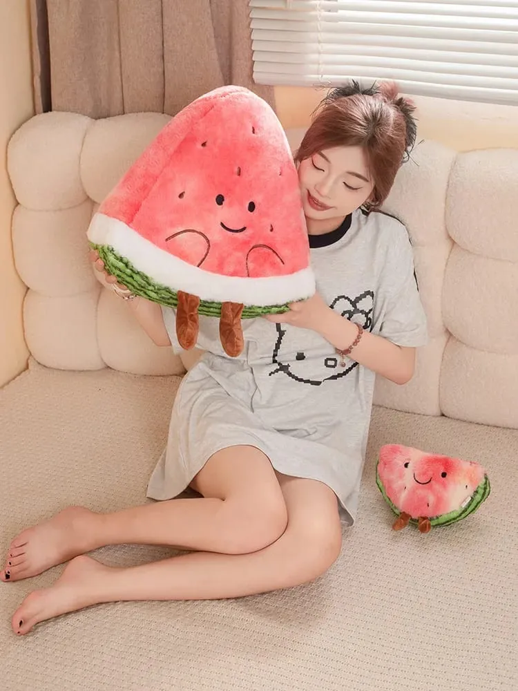23/45cm Cute Watermelon Slice Plush Pillow Smiling Face Cute Triangular Fruit Red Cushion with Legs Plushie Decoration Gift — image 9