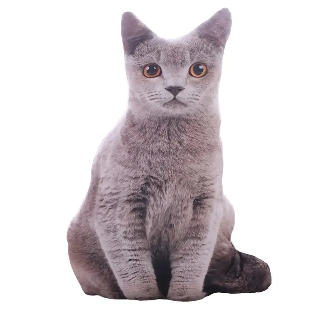Plush Realistic 3D Cat Doll Cartoon Stuffed Simulation Cat Plushie Pillow Soft Kawaii Plush Animals Toy Cushion for Kids Girls