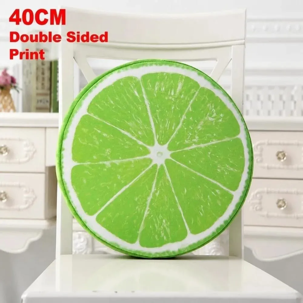Creative Round Fruit Pillow Fruit Slice Print Simulation Throw Pillow Stuffed Inner Plush Fabric Plush Pillow Office Rest