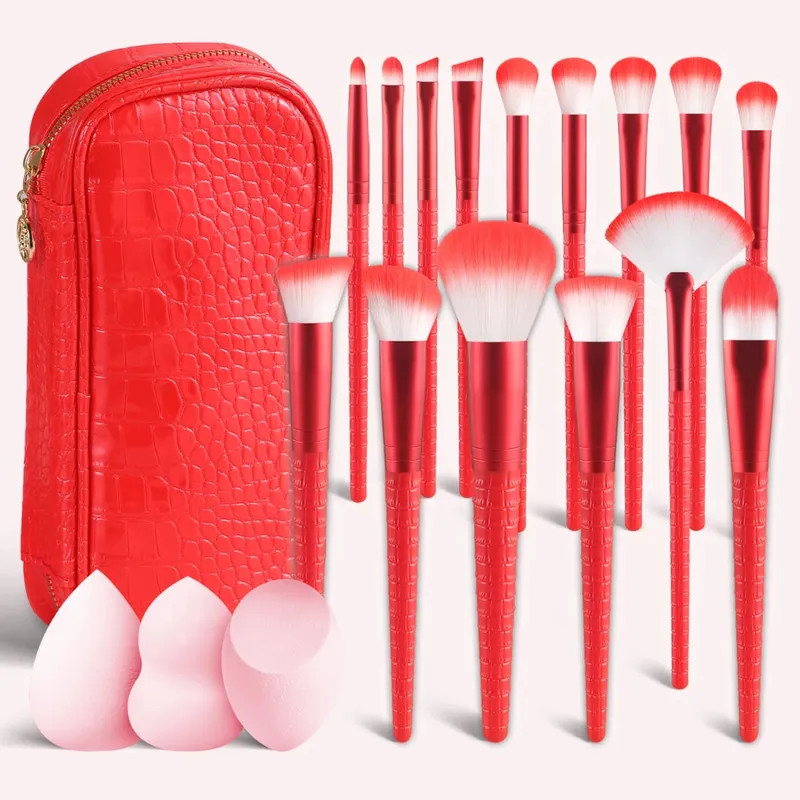 15Pcs Complete Makeup Brush Kit with Bag & 2 Beauty Sponges Face Eye Brushes for Beginners & Artists — image 10