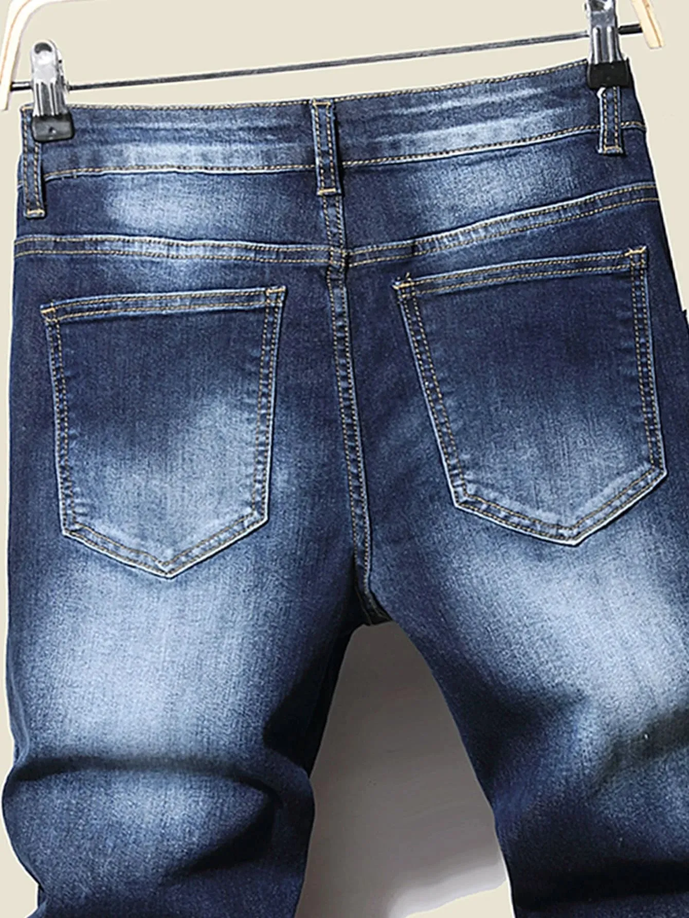 High Elasticity Men Jeans Stretch Denim Pants Male Slim Fit Straight Trousers Business Casual Comfortable Blue Jeans For Men