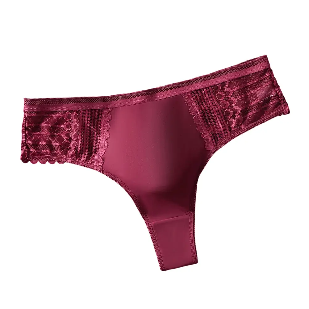 1pc Men's Sexy Lace Briefs Seamless Ice Silk G-String Underwear 3D Bulge Pouch Solid Thong High Elastic Breathable Panties — image 5