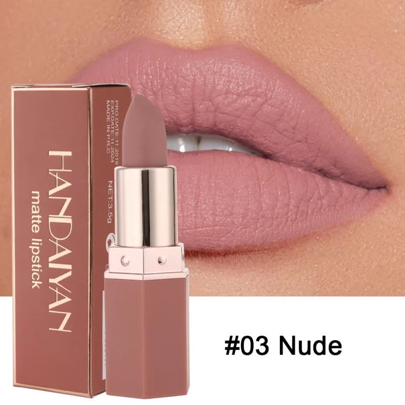 Fugtgivende mat læbestift 6 nuancer Langvarig Ikke-overførsel Nude Lip Gloss HANDAIYAN Kosmetik til damer — image 12