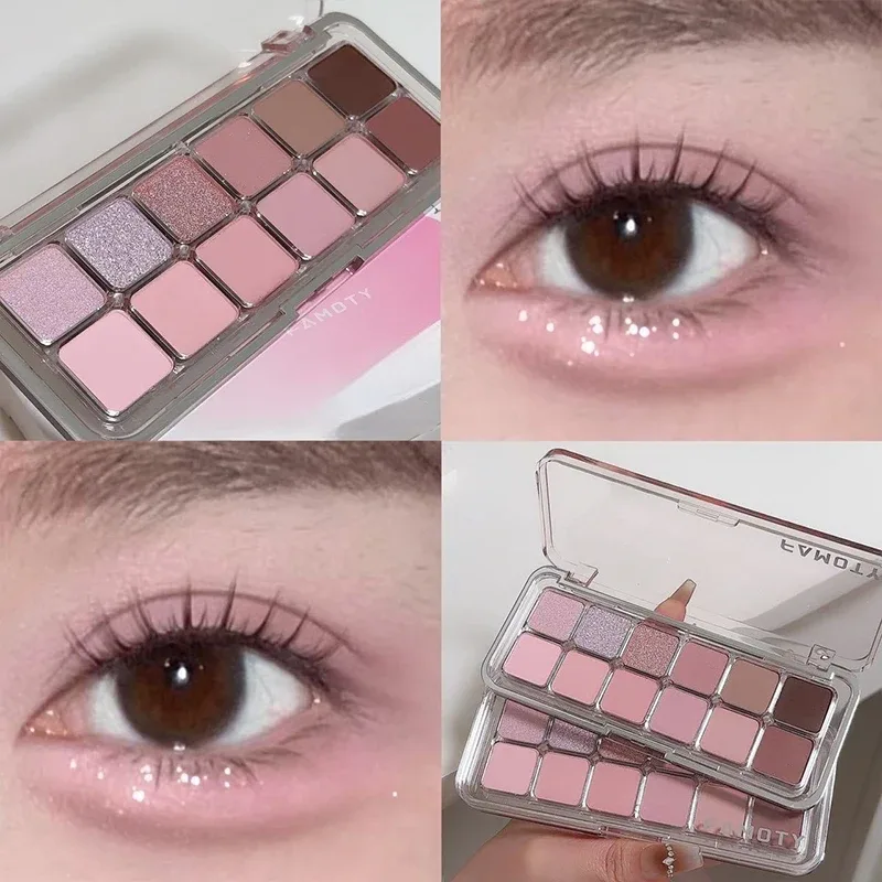 12-Color Low Saturation Matte Eyeshadow Palette Tea Apricot Earth Tones Long Lasting Pearlescent Matte Eye Makeup for Daily Use — image 10