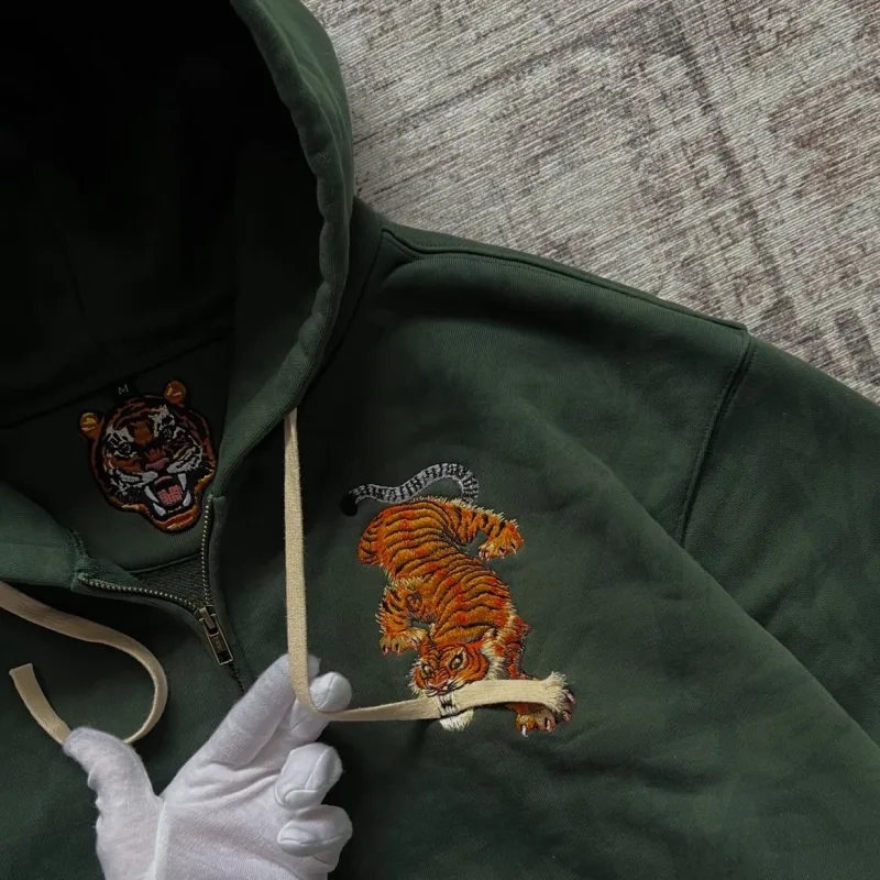 Y2K Grey Wolf Embroidered Hoodie Fashion Hip Hop Unisex Double Zipper Sweatshirts Oversized Vintage Harajuku Dark Street Jacket — image 6