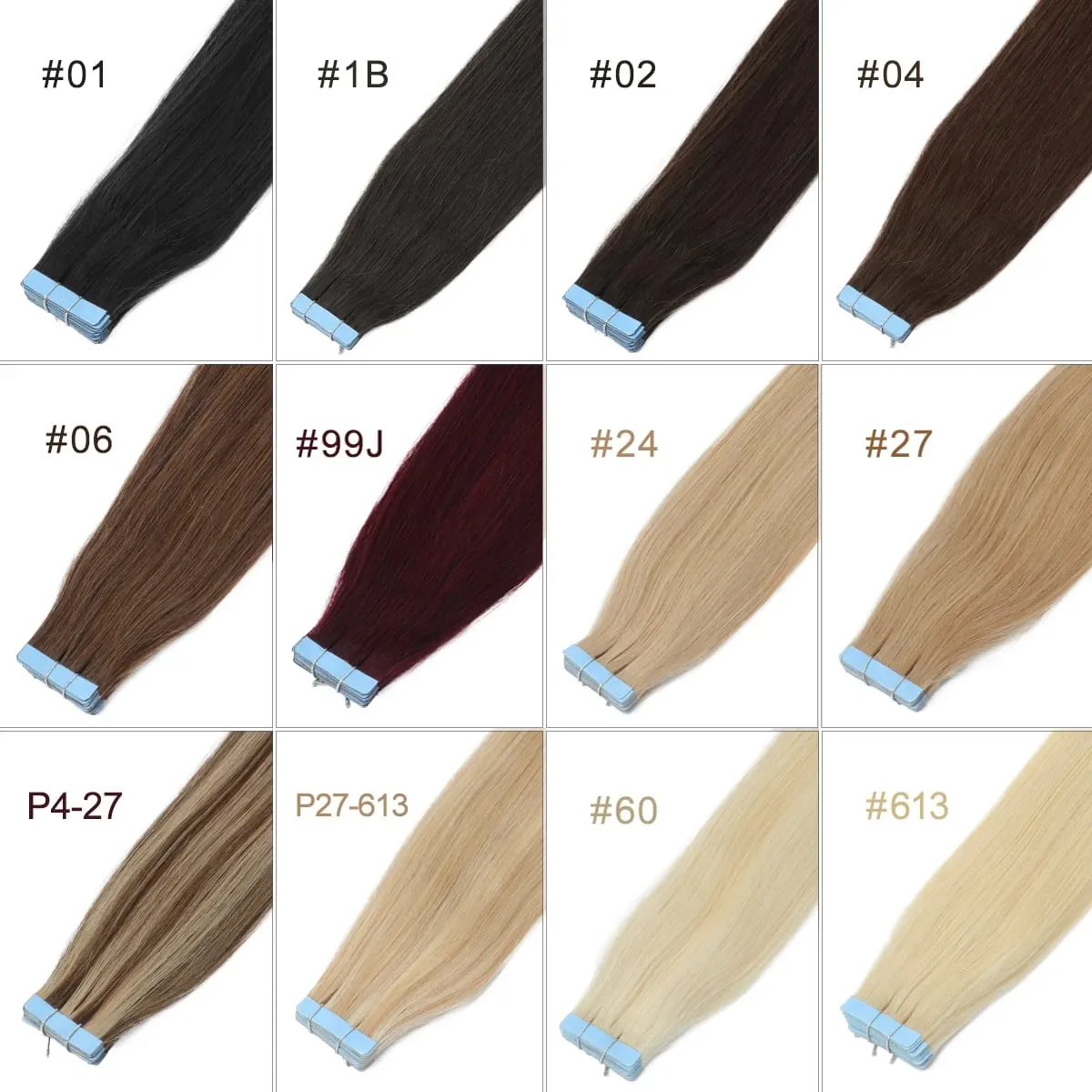 Tape in Hair Extensions Human Hair Invisible PU Tape in Extensions Straight Glue in Extensions Remy Human Hair Extensions 30G