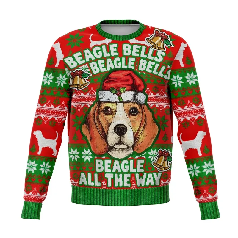Colorful Dog Cat Pattern Ugly Christmas Sweater For Men 2026 New Year Festival Hoodie Women Merry Christmas Crew Neck Sweatshirt — image 13