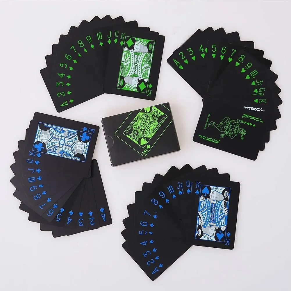 Playing Cards Game Poker Cards Board Child Kid Toy Waterproof Plastic PVC Black Blue Red Yellow Green Deck Card High-end Classy — image 1