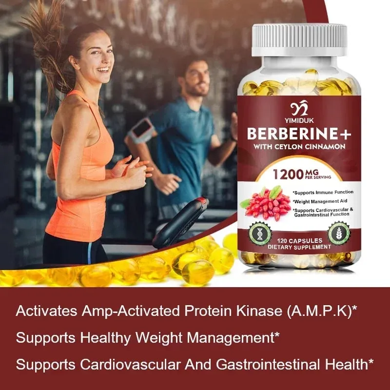 Το συμπλήρωμα Berberine 1200mg υποστηρίζει την ενεργοποίηση AMPK Υγιής μεταβολισμός γλυκόζης Ανοσία & έλεγχος βάρους για ενήλικες — image 3