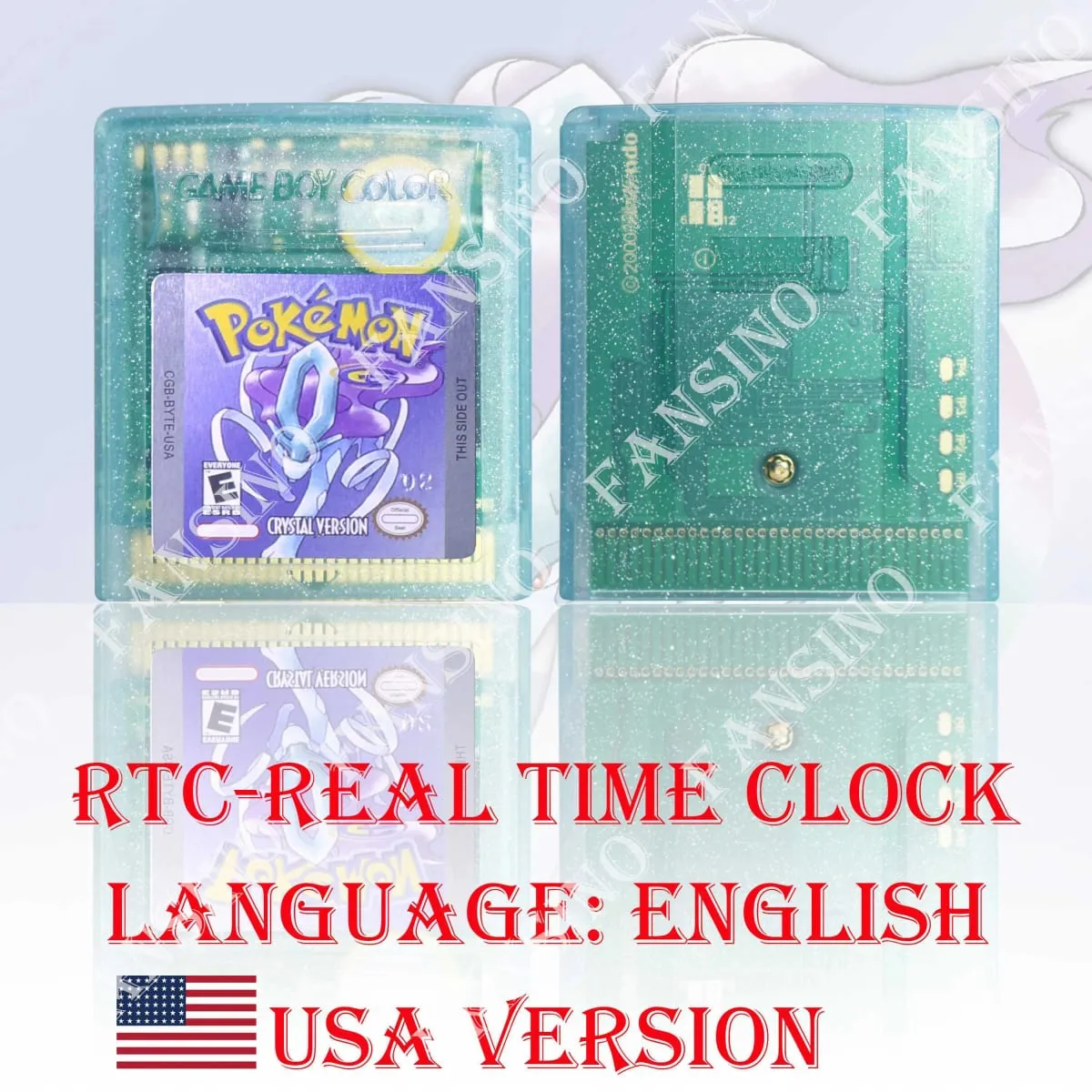 GB/GBC Real Time Clock Pokemon Crystal/Gold/Silver Version Video Game Cartridge with Battery USA/NOE/FRA/ESP/ITA Version — image 9