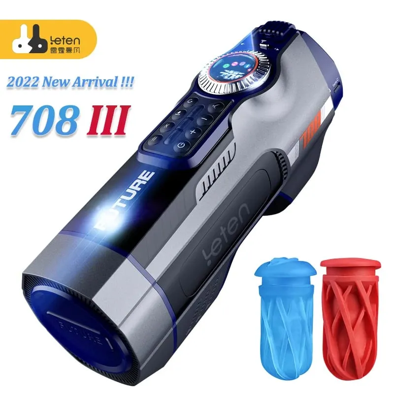 Leten 708-III Vibrador Silencioso Aquecimento Gemendo Carregamento USB Automático Telescópico Masculino Masturbação Vagina Buceta Brinquedos Sexuais para Homens