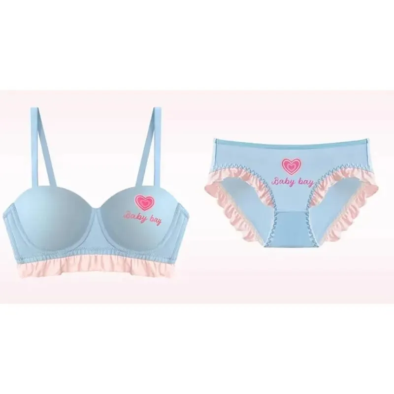 Blue Heart Seamless Wireless Bra Round Half Cup Lingerie for Small Chest Push Up No Underwire Sexy Intimates S-XL — image 5